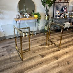 Large Glass Gold Dining Table