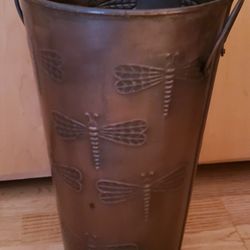 Dragonflies French Flower Bucket Copperized Tin