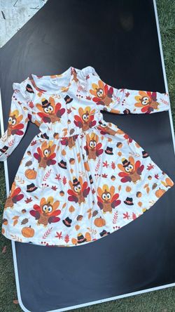 Girls Thanksgiving Turkey Print Dress