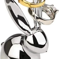 Umbra Chrome Ring JEWELRY Holder Collection Zoola Bunny Rabbit New 3”x2”