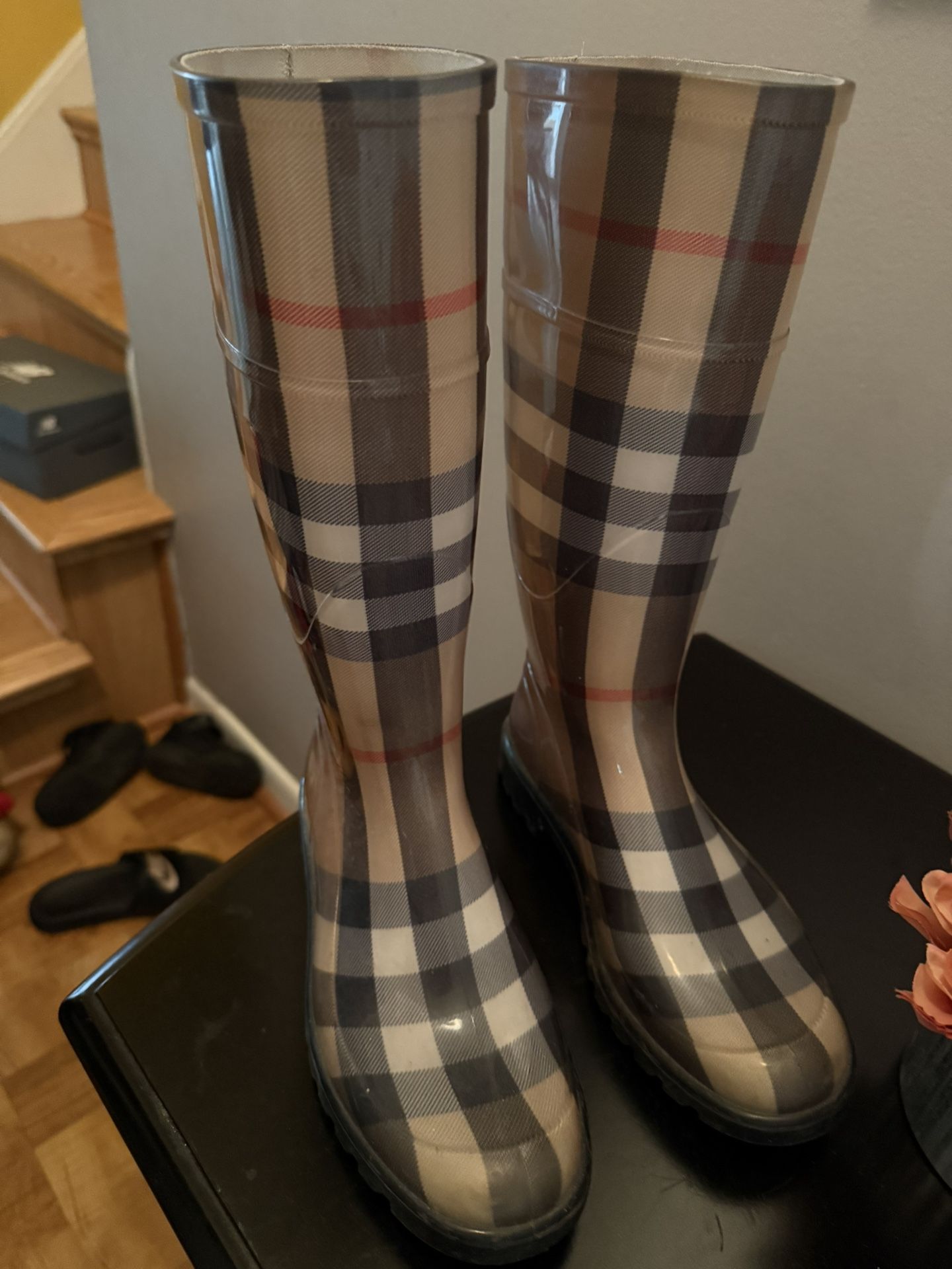 Burberry Rain Boots Brown Burberry Boots Rubber Marsh Stamp High