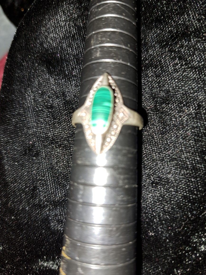 Dainty Sterling Silver Malachite Ring