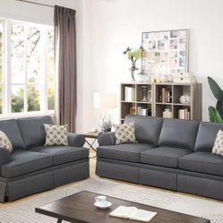 Brand New Charcoal Glossy OR Blue  Sofa & Loveseat