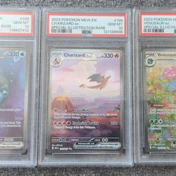 PSA Pokemon 151 Starters Charizard Venusaur Blastoise set