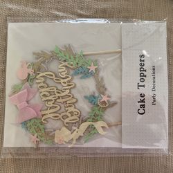 Glitter Mermaid Theme Birthday Cake Decorations