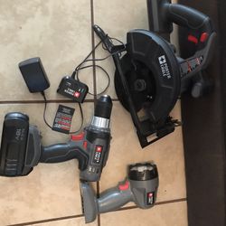 Porter cable  18v drill, Saw With New Blade And Light 