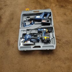 Ryobi Drill Set With Circular Saw And Saw With Flash Light 