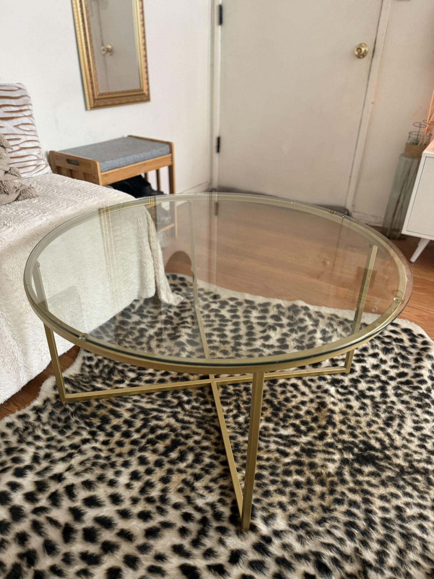 Elegant Gold and Glass Coffee Table