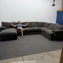 Large Gray Sectional Couch (Oversized) - 14 x 8.5 FT - Can Deliver