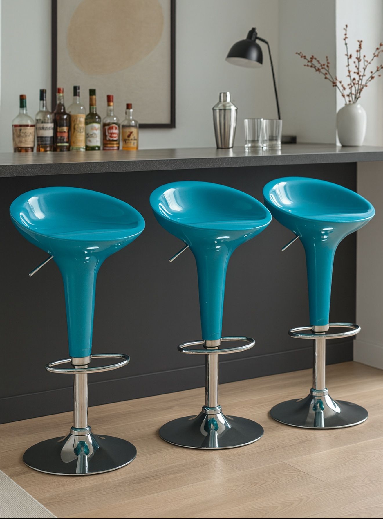 SET OF 2 or 4 MODERN BLUE BAR STOOLS — $120 or $200