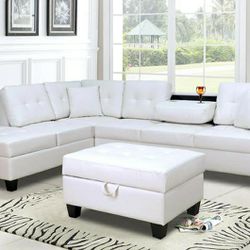 IN STOCK /Pablo White Sectional 🔴$39 DOWN Payment Only 100 DAY same as cash