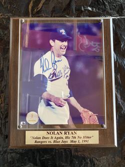 Nolan Ryan Autographed Plaque