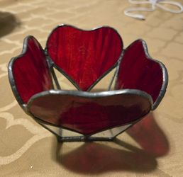 Vintage Red Heart Candle Holder.