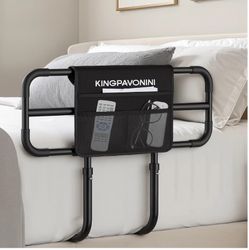 KingPavonini Bed Rail with Extendable Handle 350 LBS Capacity, Model BS09 ASTM-Approved, Adjustable Bed Rails for Elderly Adults Safety, Tool-Free Bed