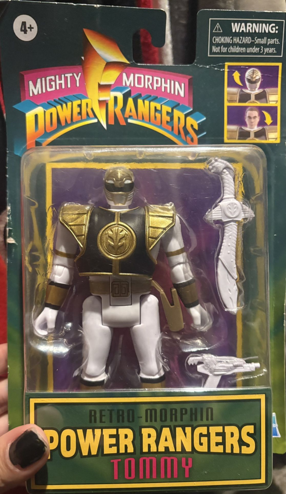 Power Rangers Retro-Morphin White Ranger Tommy Fliphead Action Figure