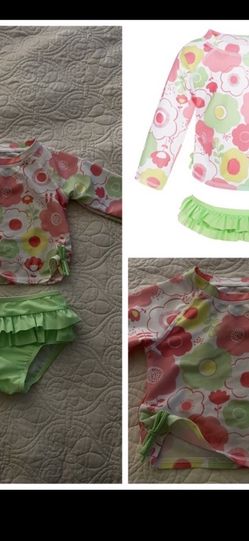 First Impressions Baby Girls 2-Pc. Floral-Print Rash Guard Set