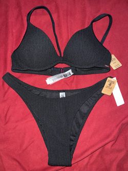 Victoria's Secret PINK Black Bikini Set NWT (XS Top, S Bottom)