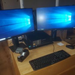 DELL SFF WITH 2 24' MONITOR COMPLETE SET (B1011)

