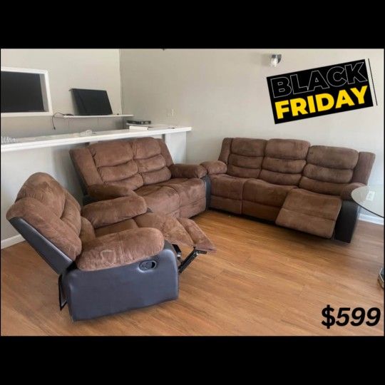 Brand New Brown Recliner Sofa + Loveseat | Pay After Delivery π