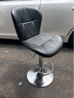 Modern Adjustable Bar Stool – Black Faux Leather