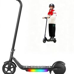Brand New Unopened    Electric Scooter for Kids, 150W Motor, Simple One-Button Control, 2 Safe Speeds (6/10 MPH), Colorful Lights, Magnetic Charging, 