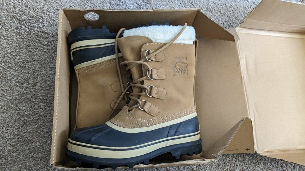 Never worn Sorrel Caribou woman’s size 8 winter boots in buff style NL# 1005 sold new today for $199.00