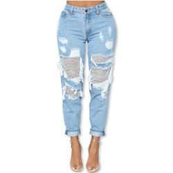 Boyfriend Jeans - Light Blue Wash 
