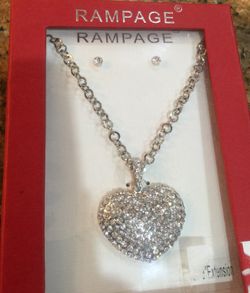 Necklace with diamonds heart and earrings