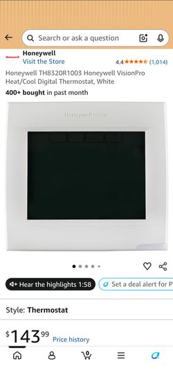 Honeywell TH8320R1003 Honeywell VisionPro Heat/Cool Digital Thermostat, White