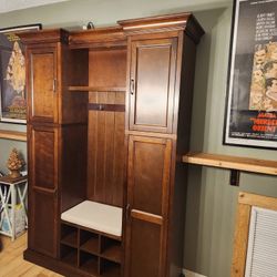 Mission Style wood Hall Tree 81.5"T X 60"W X 16.8" Deep read description for details 