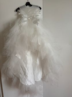 Hallowy Custom White Swan High-Low Gown kids. Girls