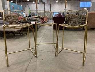 Modern Brass Wire Bar Stool (Set of 3)