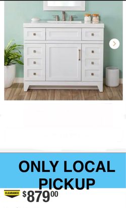 🌺 Home Decorators Collection Rosedale 43 in. Single Sink White Freestanding Bath Vanity W/White Cultured Marble Top (Assembled) # RD42P2