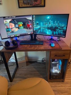 Ibuypower se gaming pc with monitors and headset