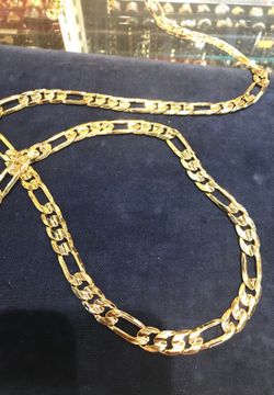 24KT Gold Bonded Figaro 25" 9mm Chain LifeTime Replacement Guarantee