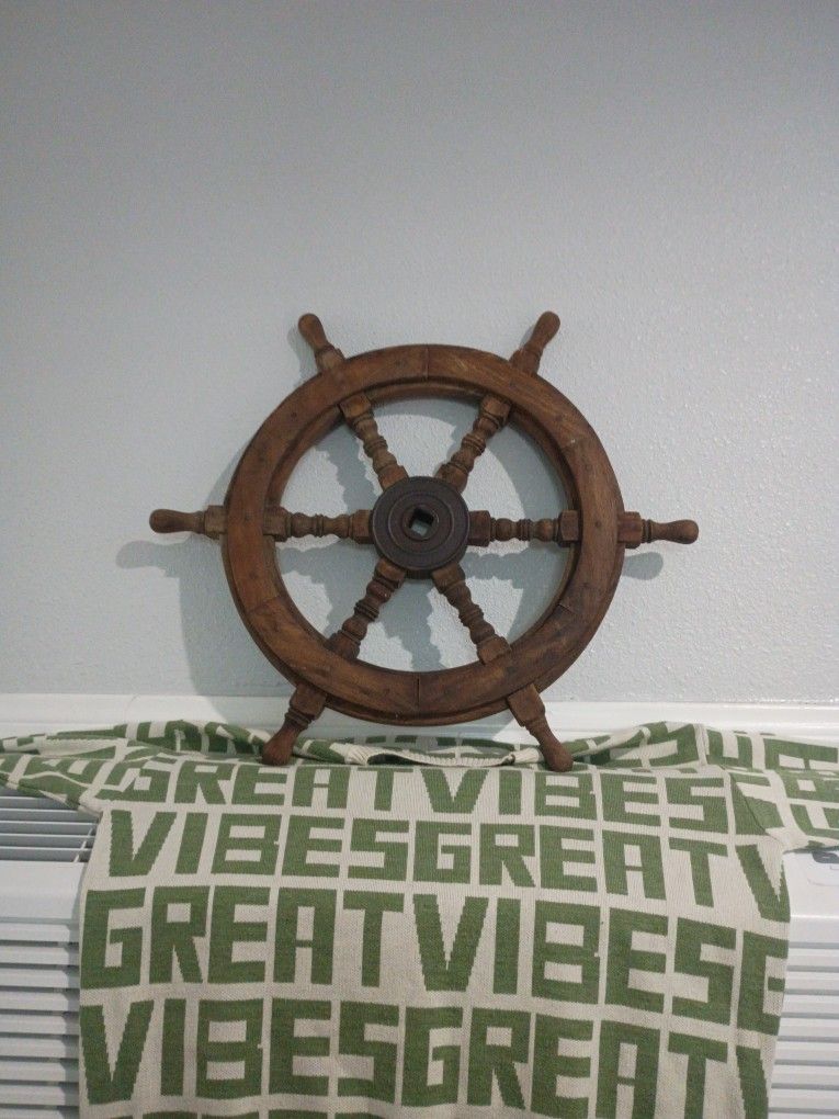 Antique Teakwood Ship Wheel