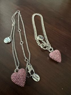 Juicy Couture pink heart shaved Necklace and bracelet