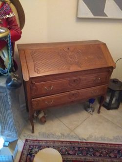 Antique Desk w/Candle Holders -Make an Offer