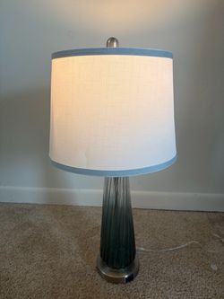 Table Lamp with Touch Control, Modern Glass Bedside Lamp with USB A+C Ports