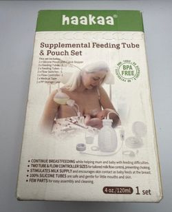 Haakaa Supplemental Feeding Tube & Pouch Set 4oz 120ml Breastfeeding NEW