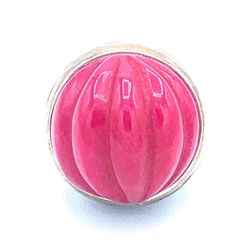 Vintage S/Silver 925 GSJ Flower Shape Carnelian With Gemstone Ring Size 7