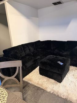 Modern L-Shape Sectional Sofa with Ottoman $10 Down