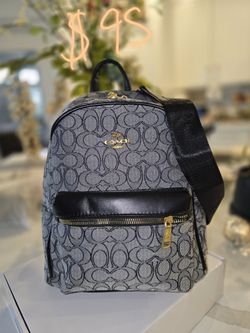 Coach Backpack – Grey/Black Signature, Gold Hardware (Brand New)