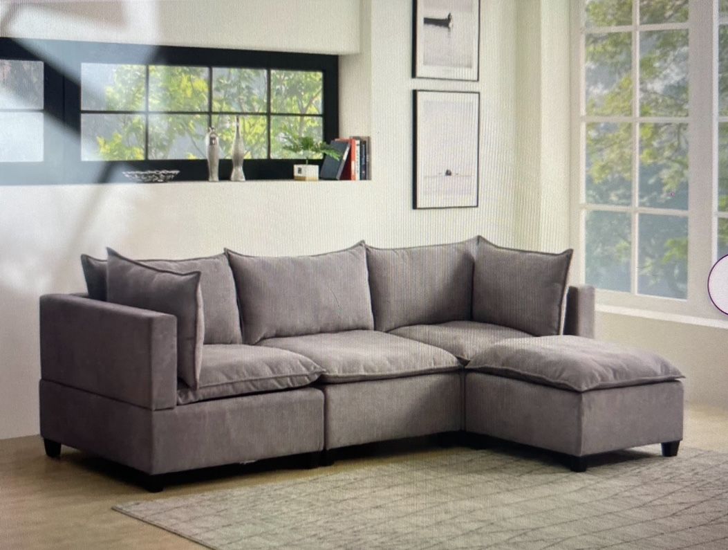 Gray modular sectional - Includes Ottoman!