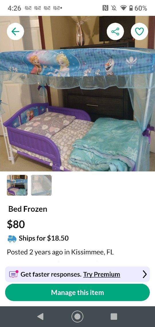 bed frozen