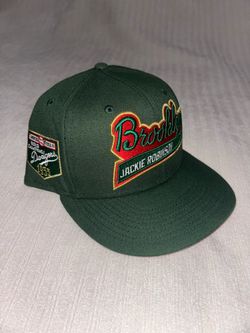 Dodgers Brooklyn Jackie Robinson Script 1955 Fitted Hat 7 1/2