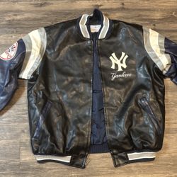 New York Yankees Vintage 90s Leather Varsity Bomber Jacket MLB genuine Size XXL