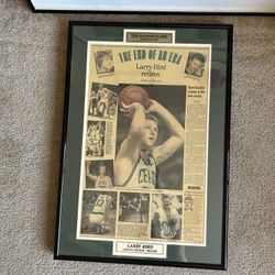 Larry Bird Retires Boston Globe With Autograph And Framed 