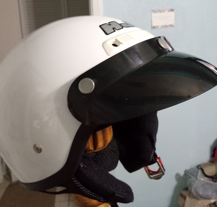 2 NEW  Motorcycle Half Helmets  White  &  Pearl White