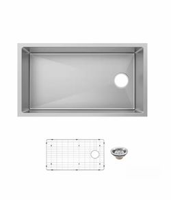 36 in. Undermount Single Bowl 18 Gauge Stainless Steel Kitchen Sink with Accessories